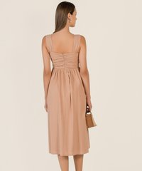 Venetia Gathered Cut Out Midi Dress in Desert Rose Fashion Blog Shop Singapore
