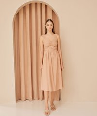 Venetia Gathered Cut Out Midi Dress in Desert Rose Clothes Online