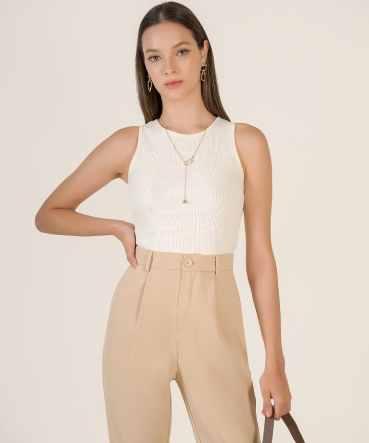 Hunter Cropped Tank - Almond