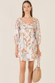 Cascais Gathered Floral Dress in Light Blue Womens Clothes Singapore