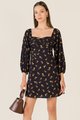 Cascais Gathered Floral Dress in Midnight Blue Women's Apparel Online
