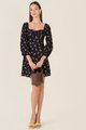Cascais Gathered Floral Dress in Midnight Blue Online Women's Fashion