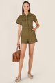 Oslo Utility Playsuit in Olive Women's Clothing Online