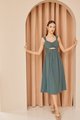 Venetia Gathered Cut Out Midi Dress in Teal Women's Clothing Online
