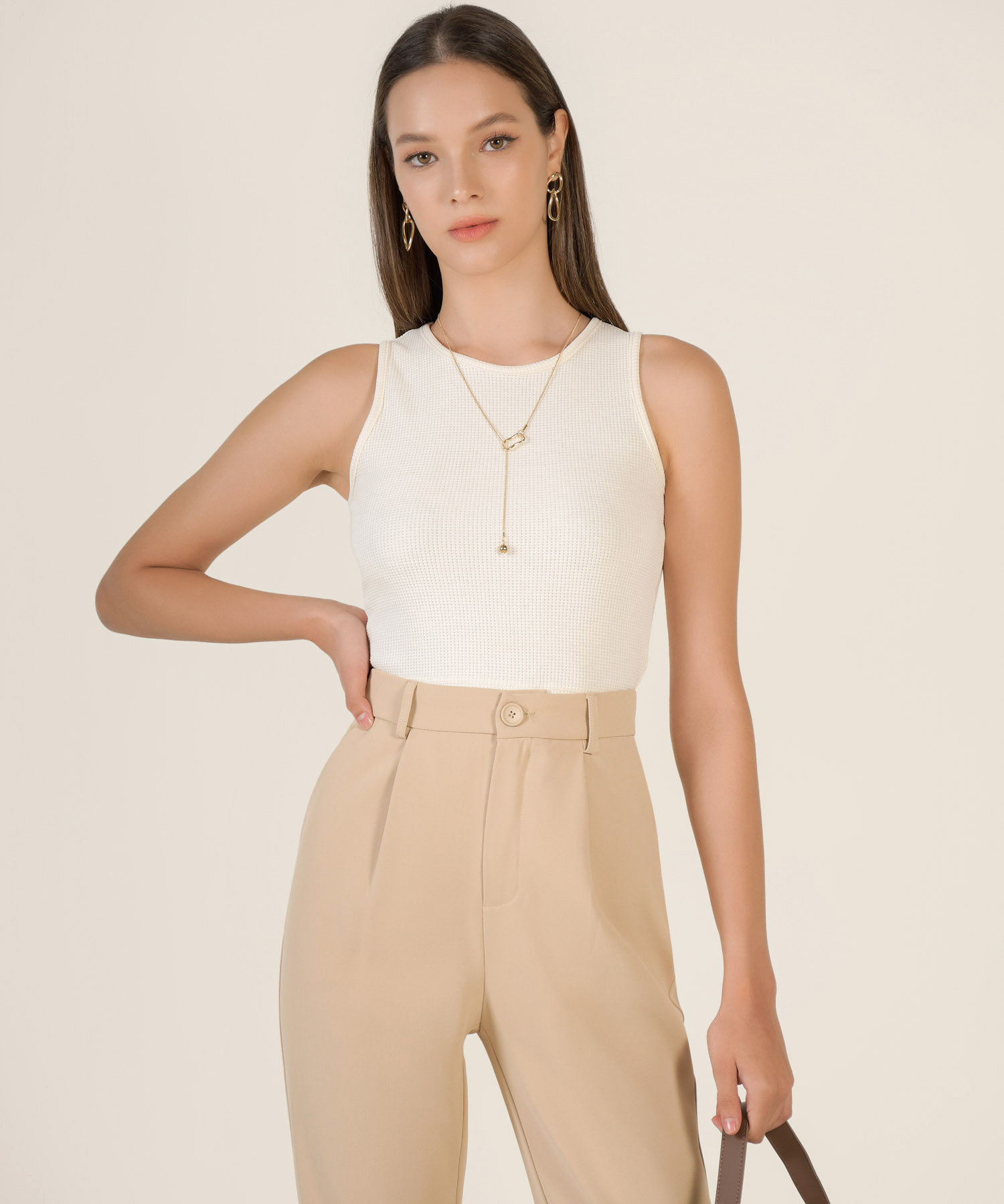 Hunter Cropped Tank in Almond Women's Tops Online