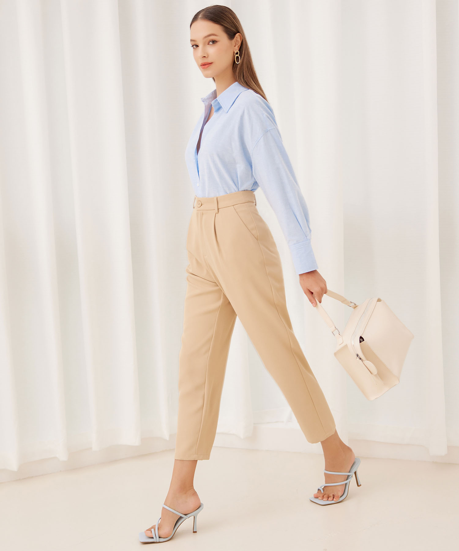 Peg Trousers - Blue, Singapore Online Boutique Office Wear