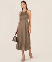 Cressida Cutout Gathered Dress in Tate Olive Fashion Blog Shop Singapore
