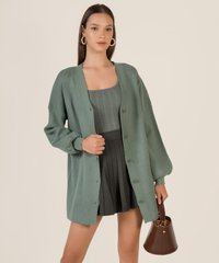 Ithaca Oversized Button Down Cardigan in Jade Fashion Blog Shop Singapore