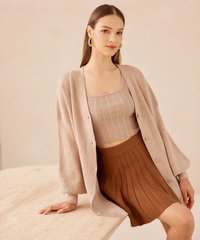 Ithaca Oversized Button Down Cardigan in Light Fawn Women's Clothing Online