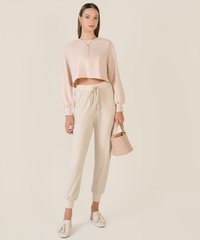 Pablo Cropped Oversized Sweater in Rosewater Female Fashion Online