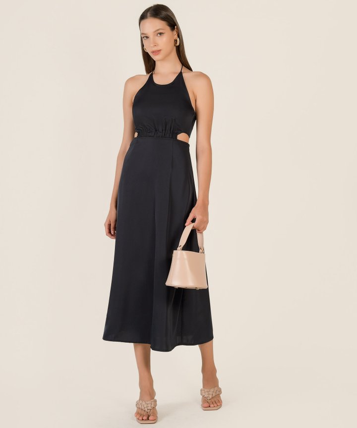 Cressida Cutout Gathered Dress - Midnight Blue