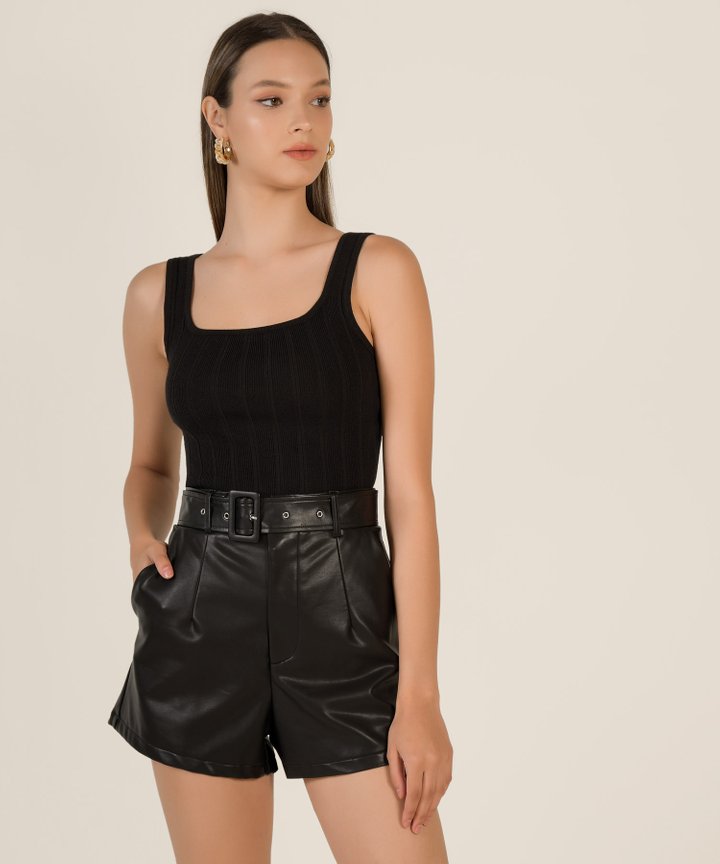 Indra Ribbed Knit Top - Black