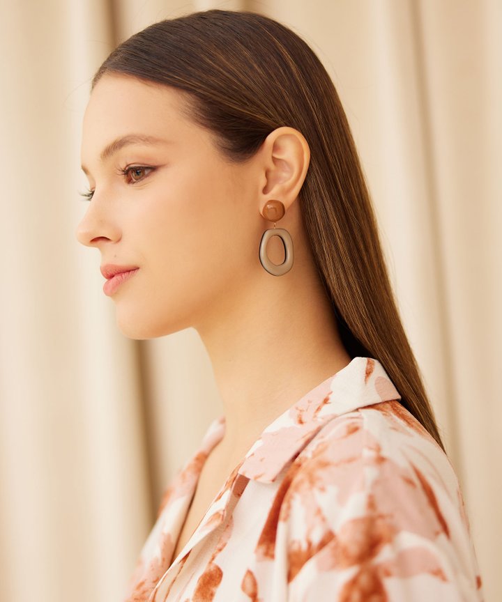 Zula Acrylic Earrings - Stone