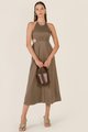 Cressida Cutout Gathered Dress in Tate Olive Clothes Online