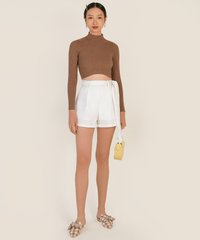 Selma Knit Crop Top in Toffee Womens Clothes Singapore