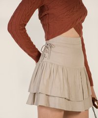 Breta Tiered Skirt in Oat Ladies Clothes Online