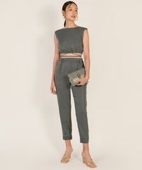Kiesza Padded Shoulder Top in Blue Jade Fashion Blog Shop Singapore