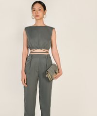 Kiesza Padded Shoulder Top in Blue Jade Best Online Clothing Stores Singapore