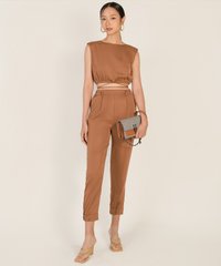 Kiesza Padded Shoulder Top in Saddle Clothes Online