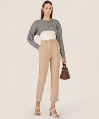 Luka High-Waist Pleated Trousers - Khaki Online Clothes Singapore Shopping