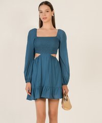 Roussanne Cutout Babydoll Dress in Aegean Blue Fashion Blog Shop Singapore