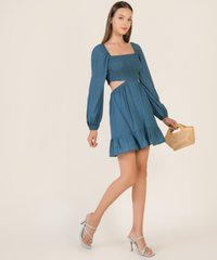 Roussanne Cutout Babydoll Dress in Aegean Blue Best Online Clothing Stores