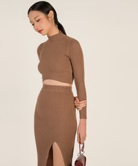 Selma Knit Crop Top in Toffee Best Online Clothing Stores Singapore