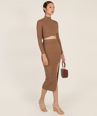 Selma Knit Crop Top in Toffee Online Women's Fashion