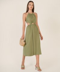 Verlaine Ring Detail Gathered Dress in Green Apple Best Online Clothing Stores 