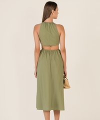 Verlaine Ring Detail Gathered Dress in Green Apple Ladies Clothes Online
