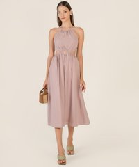 Verlaine Ring Detail Gathered Dress in Lilac Online Clothes Singapore Shopping