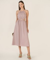 Verlaine Ring Detail Gathered Dress in Lilac Fashion Blog Shop Singapore