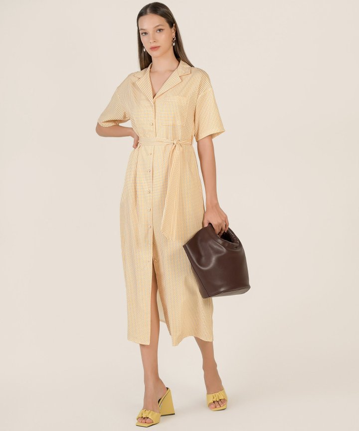 Aline Houndstooth Shirtdress - Daffodil