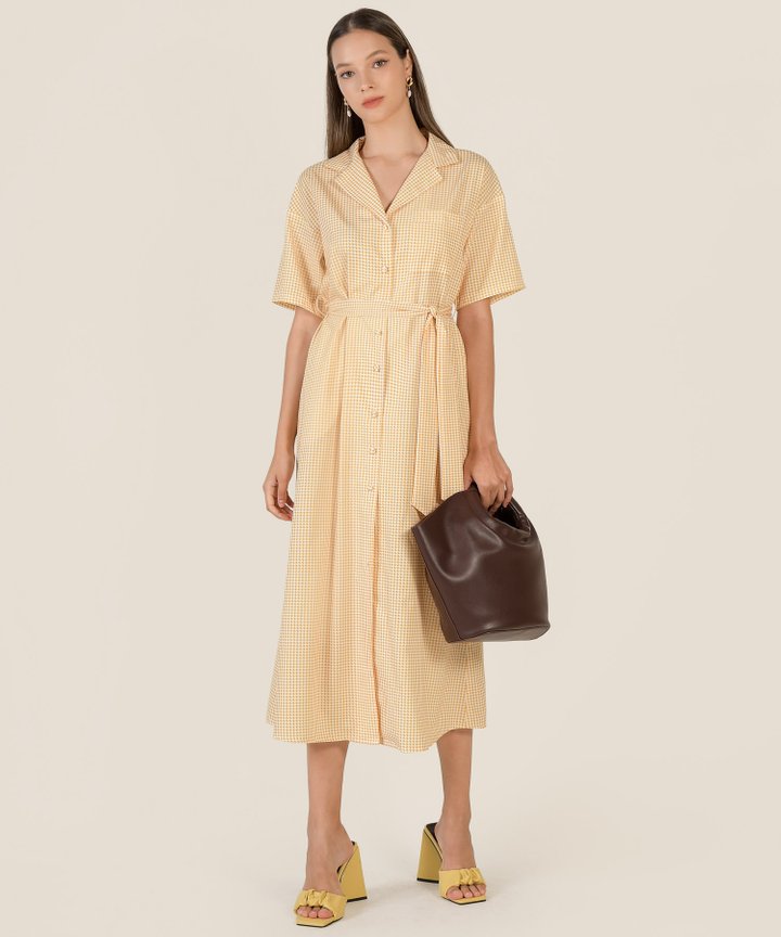 Aline Houndstooth Shirtdress - Daffodil