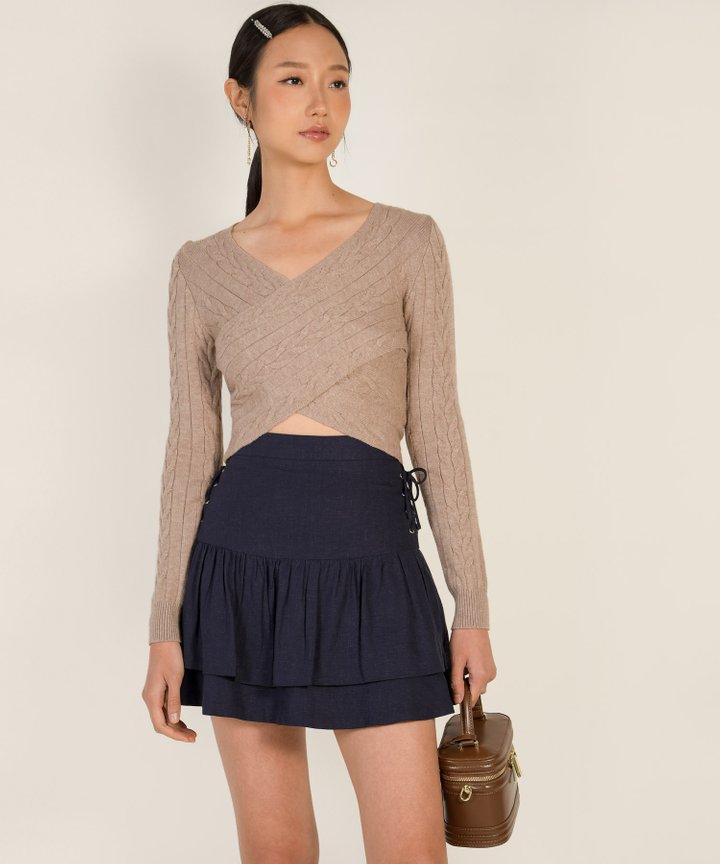 Karisma Crossover Knit Top - Oat