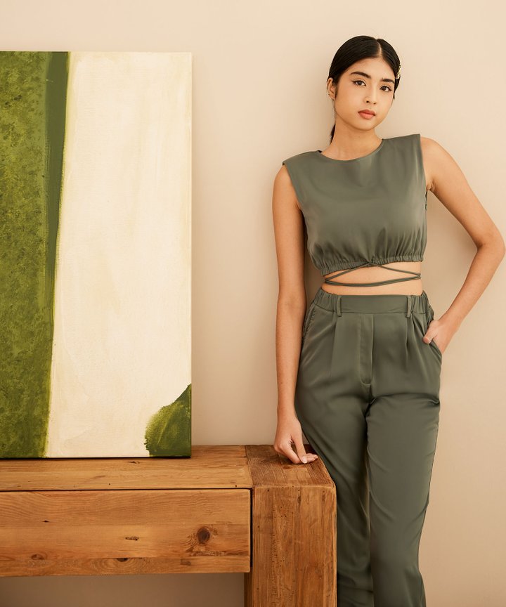 Kiesza Padded Shoulder Top - Blue Jade