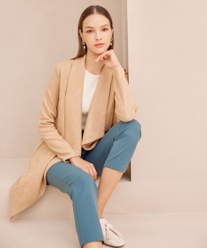 Luka High-Waist Pleated Trousers - Ocean