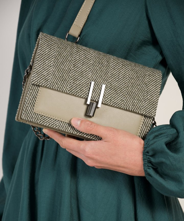 Pantheon Tweed Crossbody Bag - Sage