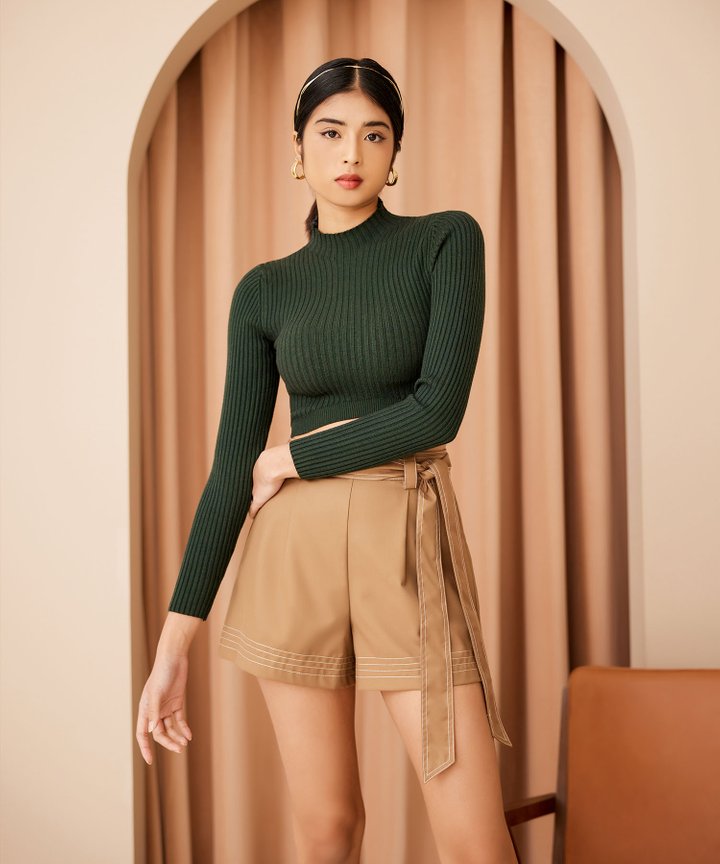 Selma Knit Crop Top - Deep Clover