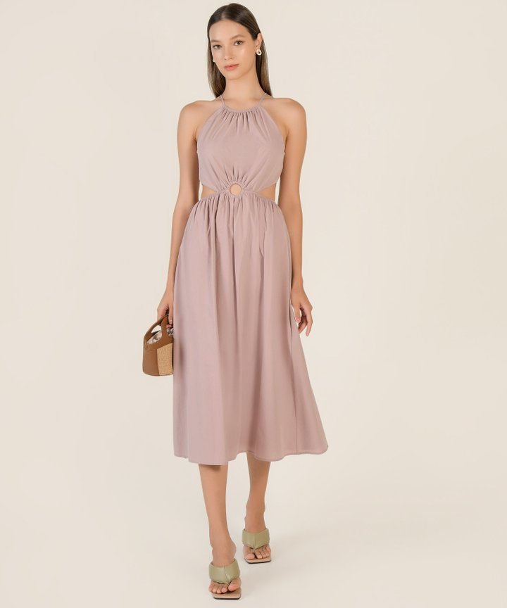 Verlaine Ring Detail Gathered Dress - Lilac