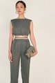 Kiesza Padded Shoulder Top in Blue Jade Best Online Clothing Stores Singapore