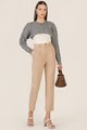 Luka High-Waist Pleated Trousers - Khaki Online Clothes Singapore Shopping