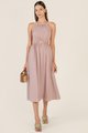 Verlaine Ring Detail Gathered Dress in Lilac Online Clothes Singapore Shopping