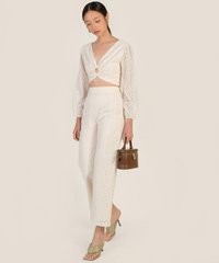 Madalena Broderie Pants in Oat Best Online Clothing Stores Singapore