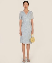 Deidre Floral Midi in Blue Mist Online Clothes Singapore Shopping