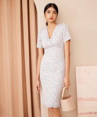 Deidre Floral Midi in Periwinkle Online Clothes Singapore Shopping