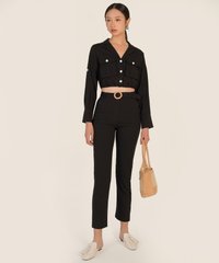 Leonor Belted Pants in Black Online Clothes Singapore Shopping