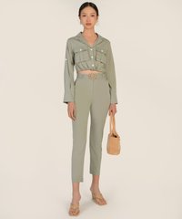 Leonor Belted Pants in Thyme Clothes Online