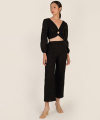 Madalena Broderie Ring Detail Top in Black Online Dresses Singapore