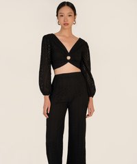 Madalena Broderie Ring Detail Top in Black Online Dress Singapore